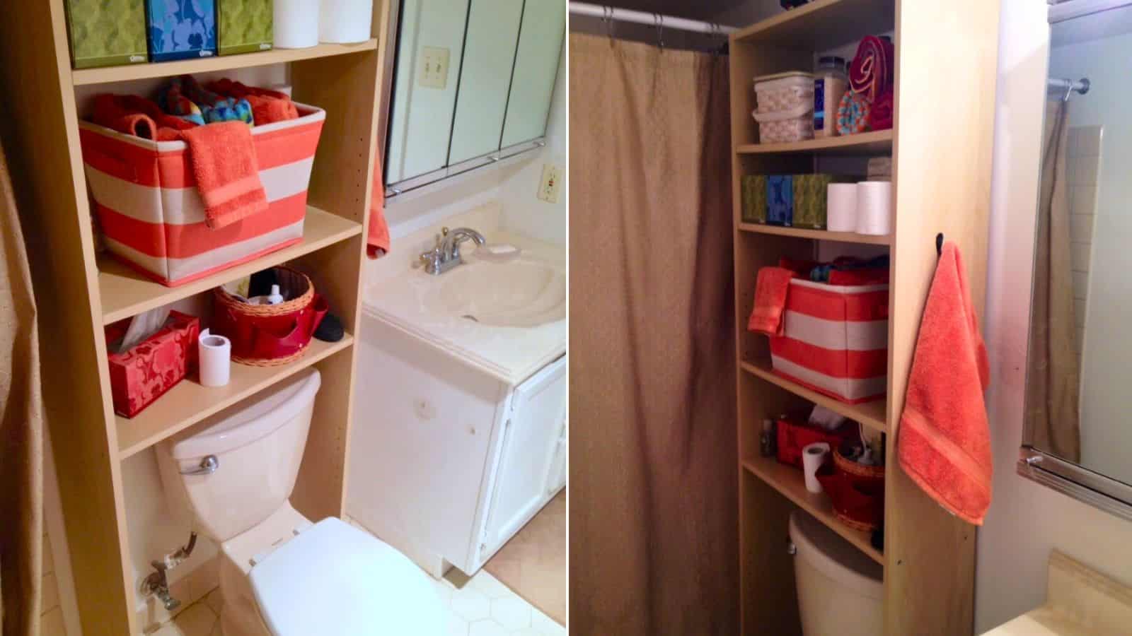 over the toilet storage BILLY bookcase hack